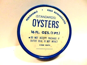 older Blue & White Oysters 1 pint size metal jar lid (2 7/8th inch diameter) - Picture 1 of 9