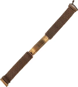 Orologio da polso Vintage 14mm Topps Uomo Cinturino Tono Oro Rete Due Pezzi USA - Foto 1 di 4
