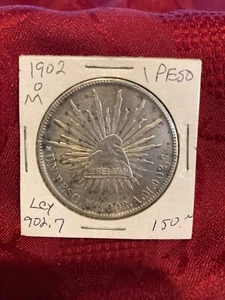1902 MO AM MEXICO - Silver Un Peso Coin - Picture 1 of 2