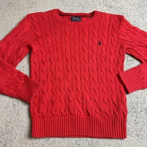 Polo Ralph Lauren Youth Boys 7 Red Cable Knit Pullover Sweater - Picture 1 of 9