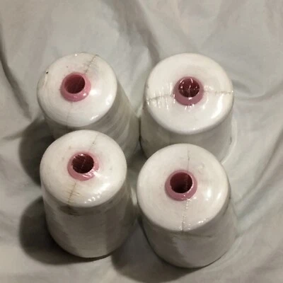 Lote de 4 linhas de costura BRANCAS 100% poliéster para todos os fins - Imagem 1 de 4