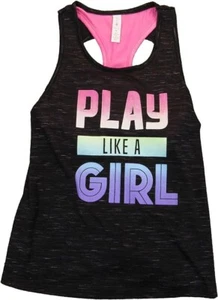 Ideology Girls "Play Like A Girl Sleeveless Tank Top shirt  Noir X-Large 16 - Picture 1 of 3