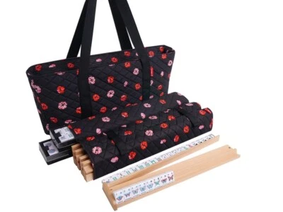 New Linda Li American Mah Jongg Set - Black Poppy Soft Bag - Artisan Collection - Image 1 of 4
