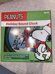 NEW Peanuts Christmas Musical Holiday Sound Quartz Clock Snoopy Charlie Brown - Picture 1 of 5