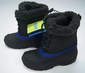 NWT Gymboree Snowboard Legend Sz 13 Sherpa Trim Black & Blue Rubber Winter Boots - Picture 1 of 1