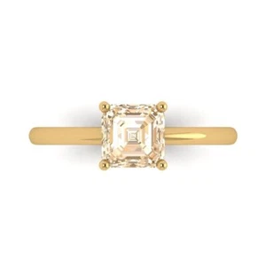 1Ct Asscher Cut Natural Morganite Solitaire Engagement Ring, 14K Yellow Gold - Picture 1 of 11
