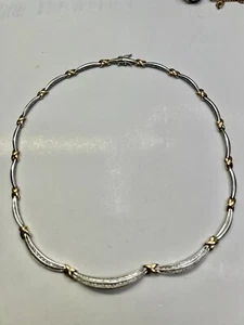 14K Yellow&white Solid Gold X&O Two Tone 1.00ctw Diamond Necklace 16” 23.6grams - Picture 1 of 9