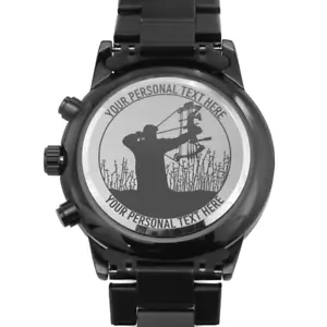 Personalisierte Bogenschießen Metall Armbanduhr. Individuelles Jagd Herren Geschenk - Bild 1 von 12