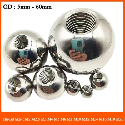 Massivkugel V2A Edelstahl  Kugel Mit M2 - M20 Gewinde Abschlusskuge Halbes Loch - Image 1 of 4