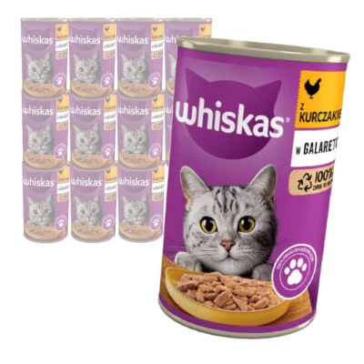 Whiskas Adult Dose 12x400g Feuchtfutter Vollnahrung Für Katzen Huhn In Gelee - Bild 1 von 4