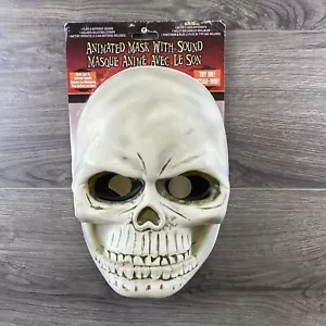 Skeleton Skull Animated Mask with Sound, Halloween Plastic Jaw Moves - Picture 1 of 7