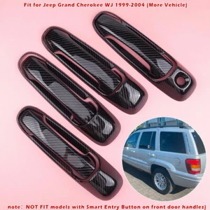Carbon Fiber Exterior Door Handle Covers Trim For 1999-04 Jeep Grand Cherokee WJ - Picture 1 of 12