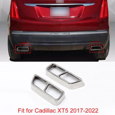 Silver Titanium Rear Tail Exhaust Muffler Tip Pipe trim For Cadillac XT5 2017-22 - Изображение 1 из 4