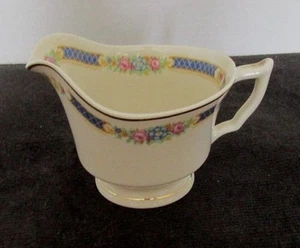 SYRACUSE CHINA HADDON BLUE BAND FLOWERS OLD IVORY CREAMER 4 3/4"D (2 AVAILABLE) - Picture 1 of 3