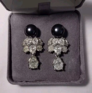 Elizabeth Taylor Avon Ohrringe signiert Midnight Romance Kunstperlen Strass - Bild 1 von 4