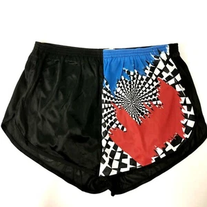NOS New Vtg 90's SHINY ReTrO GEOMETRIC Sprinters Running Athletic RACING Shorts - Picture 1 of 8