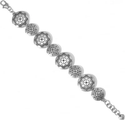 NWT Brighton MARRAKESH ROUND Disc Link Silver Etched Bracelet MSRP $58 - Image 1 of 4