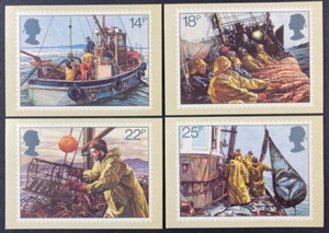 1981 UK Great Britain PHQ Cards Set (4) Fishing - Addressed With FDI Postmarks - Picture 1 of 2