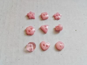 20 Baby Pink Tiny Sindy Barbie Doll Buttons 6mm Heart Square Round Dome Flower - Picture 1 of 1