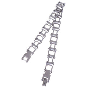  Motorcycle Chain Link Bracelet Bicycle Fold-over Clasp Stainless Steel