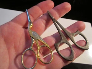 2 VINTAGE SCISSORS - BIRD SCISSORS IS MARKED SOLINGEN, GERMANY 3 3/4" - BBA-44 - Picture 1 of 2