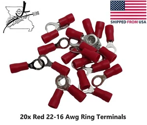 20x Red 22-16 AWG Wire Ring Terminal PVC Insulated Sleeve Crimp On Connector - Picture 1 of 7