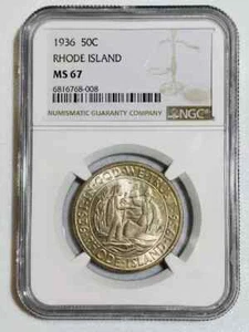 1936 P Rhode Island Commemorative NGC MS-67 RHODE ISLAND - Picture 1 of 2