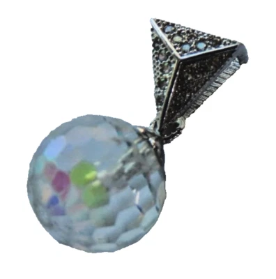 Antico ciondolo sfera cristallo trasparente in vetro artistico a bolle di Mur... - Immagine 1 di 4