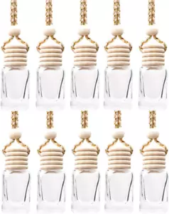 10 Pcs 8Ml Hanging Car Air Freshener,Empty Clear Glass Cylindrical Essential Oil - Picture 1 of 12