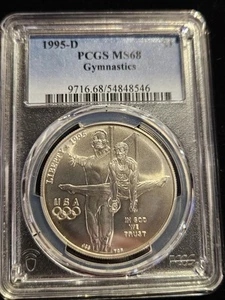 1995 D Olympics Gymnastics Commemorative Silver Dollar $1 PCGS graded MS68 - Picture 1 of 4