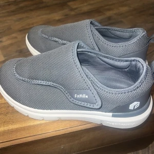 Zapato Fitville Diabético Hombre Ancho Ancho Talla 10 Gris Lengua Ajustable Para Swellin - Imagen 1 de 12