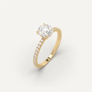 1.81 carat Round Cut Engagement Ring | Real Mined Diamond in 14k Yellow Gold - Picture 1 of 6