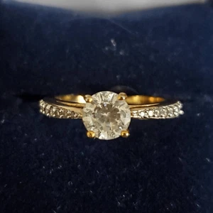 Danbury Mint Diamonisse Ring Gold Plate Women's Size 7 In Original Box - Picture 1 of 13