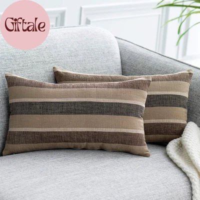 Funda Almohada 2 Piezas Decorativa Clásica Retro Rayas Suave Imitación Lino Modo Foto 1 de 4
