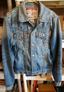 Giacca jeans True Religion World Tour Jimmy Super T blu uomo taglia large bella! - Foto 1 di 12