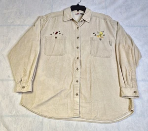 Vintage Looney Tunes Tweety Vogel hellbraun Cord Knopfleiste Langarm Hemd Gr. L Y2K - Bild 1 von 12