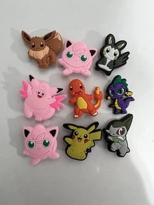 Set Of 9 Pokémon Crocs Shoes Or Bracelet Charms Jibbitz Super Cute - Picture 1 of 1