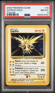 2000 Pokemon Italian Base Set Zapdos Holo #16 PSA 8 NM-MT - Picture 1 of 2