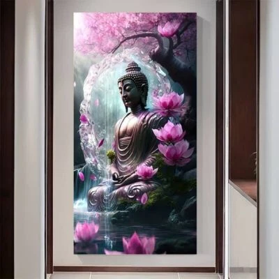 Cuadro en Lienzo Buda Zen Estampado Montaña Budista Meditación 60cm x 30cm Foto 1 de 4