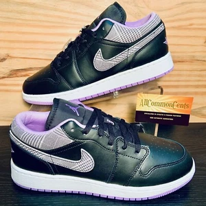 Nike Air Jordan 1 Low Lilac Plaid Women’s Size 8.5 Black Purple 7Y DH0570-015 - Picture 1 of 12