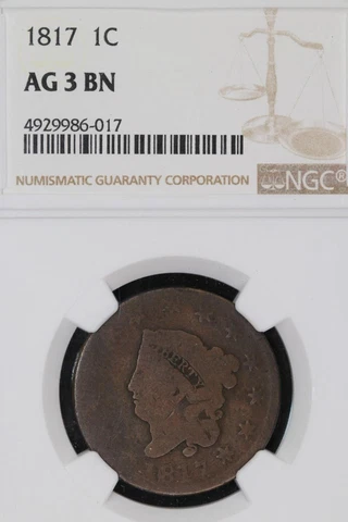1817 Coronet Head Large Cent NGC AG3 *DoubleJCoins* 1700-44 Cover