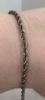 Bracelet chaîne corde vintage en argent sterling 6,75"