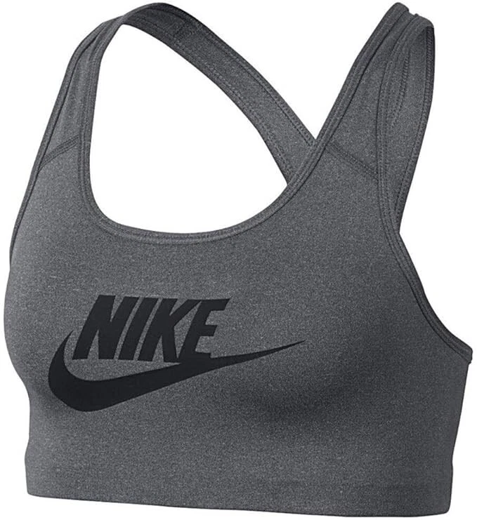 Novo sutiã esportivo respirável leve pequeno cinza Nike Swoosh Futura CN5262-091 - Imagem 1 de 1