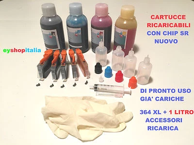 INKJET ORIGINALI ORIGINALE KIT CARTUCCE RICARICABILI COMPATIBILI 364XL CON CHIP NON ORIGINALI PER HP