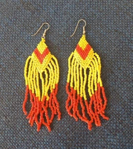 Hand Beaded Dangle Earrings - Santa fe Native American - Picture 1 of 1