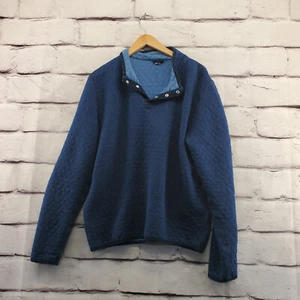 MARINE LAYER Jacket Womens Large 1/4 Snap Pullover Quilted Blue Long Sleeve - Picture 1 of 8