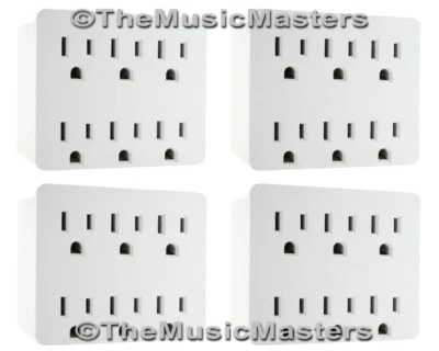 (4) Electrical Socket 6-Way Power Splitter 6 Outlet AC Wall Plug Adapter Cover - Image 1 of 4