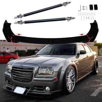 For Chrysler 300 SRT8 C S Front Bumper Lip Spoiler+Splitter Body Kit Strut Rods Foto 1 de 4