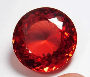 CERTIFIED PREMIUM QUALITY NATURAL SAPPHIRE ORANGISH RED 65 Ct ROUND SHAPE - Picture 1 of 5