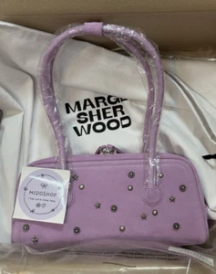 MARGE SHERWOOD Soft Baguette Bag Lavender Pink Suede Studded | Korea Style - Picture 1 of 1